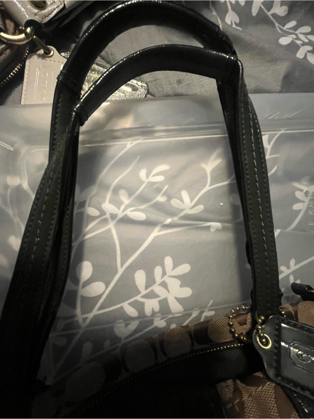 Coach Signature Canvas Shoulder Bag with Green Snake Skin Trim leather - Picture 7 of 10
